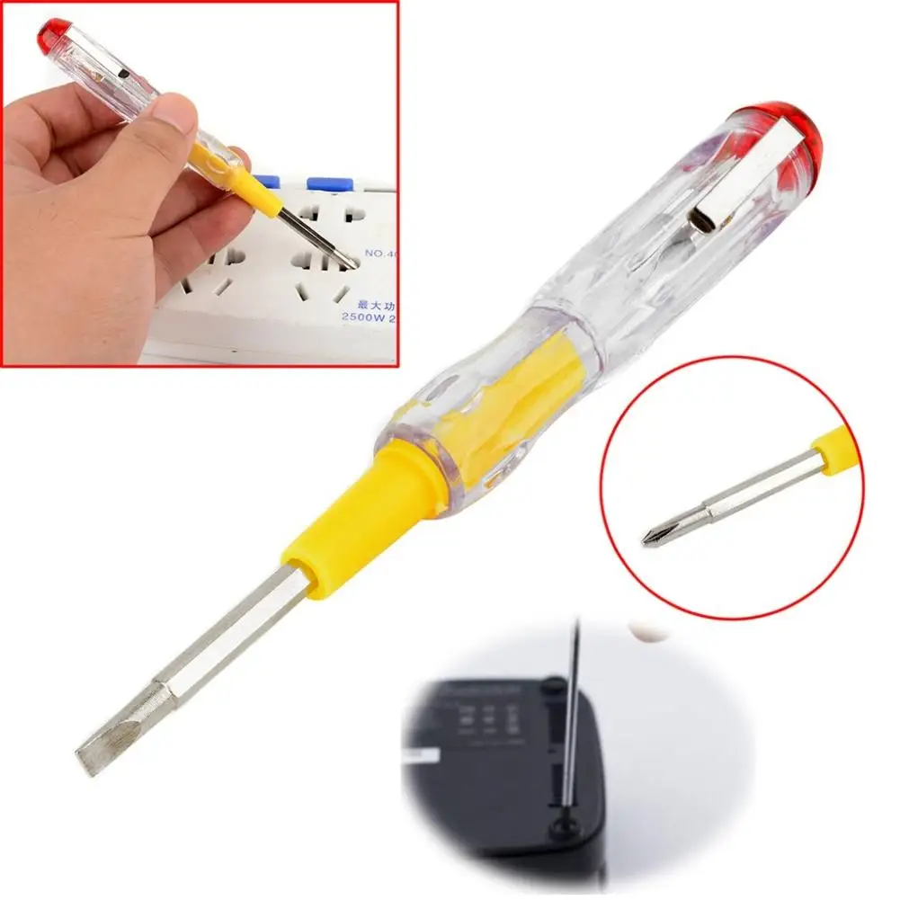 100-500V Portable Electrical Tester LED Indicator Test Pen Slotted Screwdriver Voltage Detector Probe Electric Measuring Tools
100-500V Portable Electrical Tester LED Indicator Test Pen Slotted Screwdriver Voltage Detector Probe Electric Measuring Tools