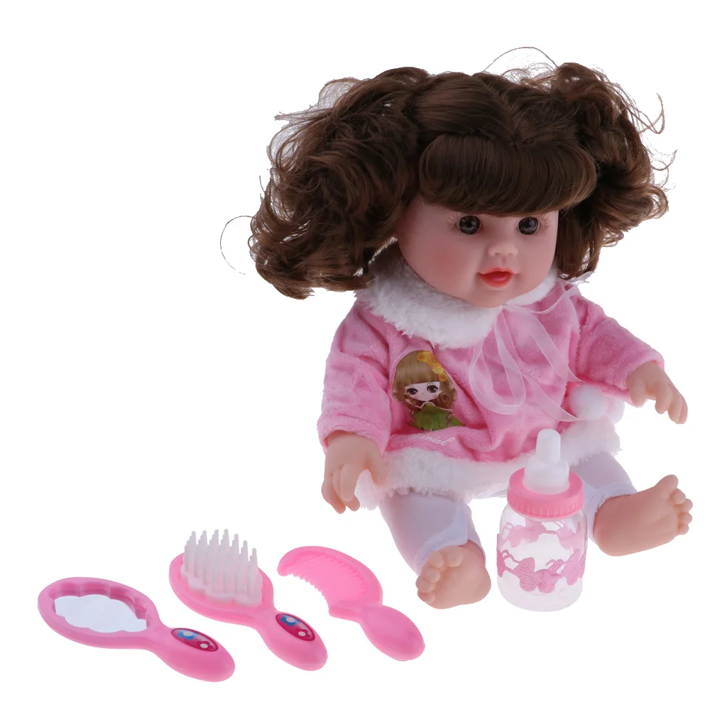 30cm Speaking Newborn Girl Doll w/ Backpack Nursing Bottle Mirror Kids Gift Pink 30cm Speaking Newborn Girl Doll w/ Backpack Nursing Bottle Mirror Kids Gift Pink