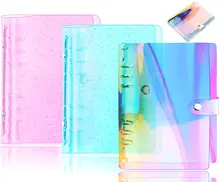 Pack of 3 A6 transparent binder cover with glitter, 6-ring binder cover soft binder binder notebook folder cover, pink and blue
Pack of 3 A6 transparent binder cover with glitter, 6-ring binder cover soft binder binder notebook folder cover, pink and blue