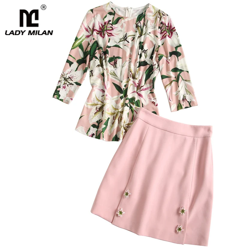Women's Runway Twinsets O Neck Long Sleeves Floral Blouse with Pencil Skirts Two Piece Sets
Women's Runway Twinsets O Neck Long Sleeves Floral Blouse with Pencil Skirts Two Piece Sets