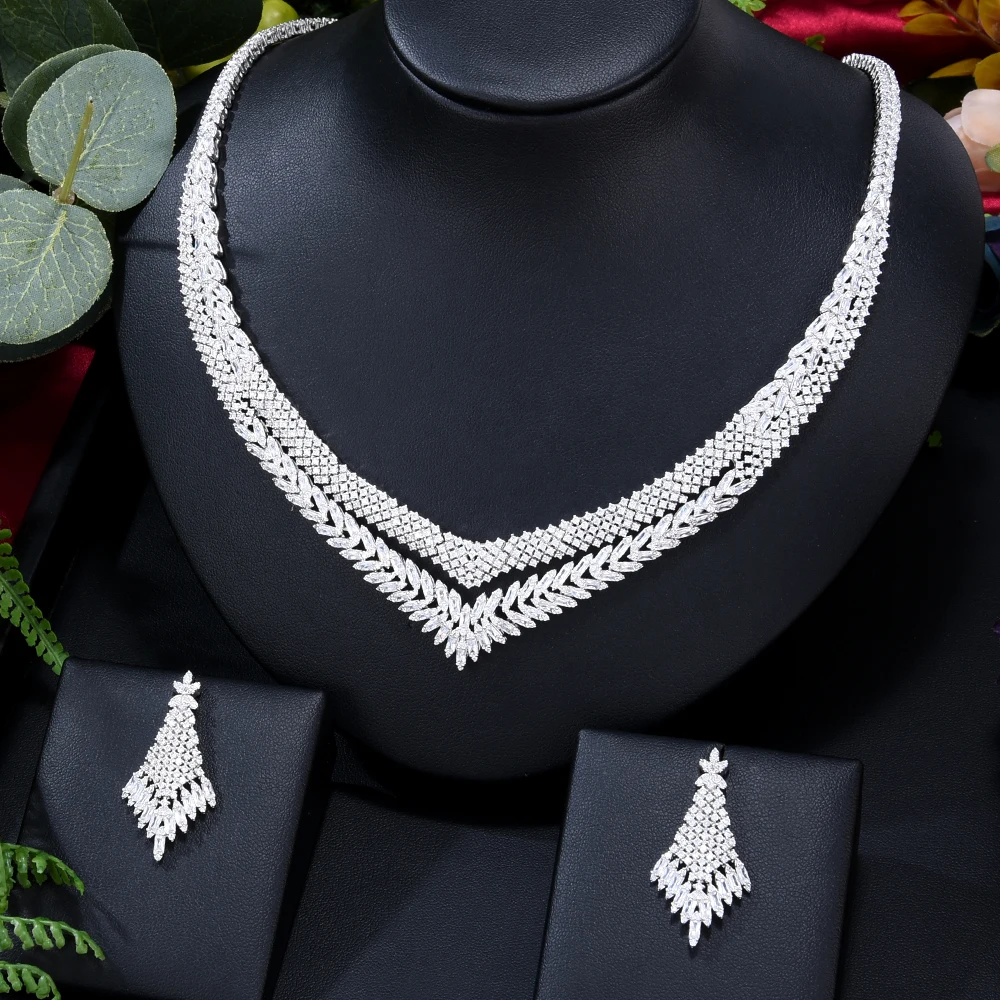 Siscathy Gorgeous Full Micro Cubic Zircon Necklace Earrings Algeri Bride Wedding Jewelry Set For Women Elegant Accessories Gifts
Siscathy Gorgeous Full Micro Cubic Zircon Necklace Earrings Algeri Bride Wedding Jewelry Set For Women Elegant Accessories Gifts