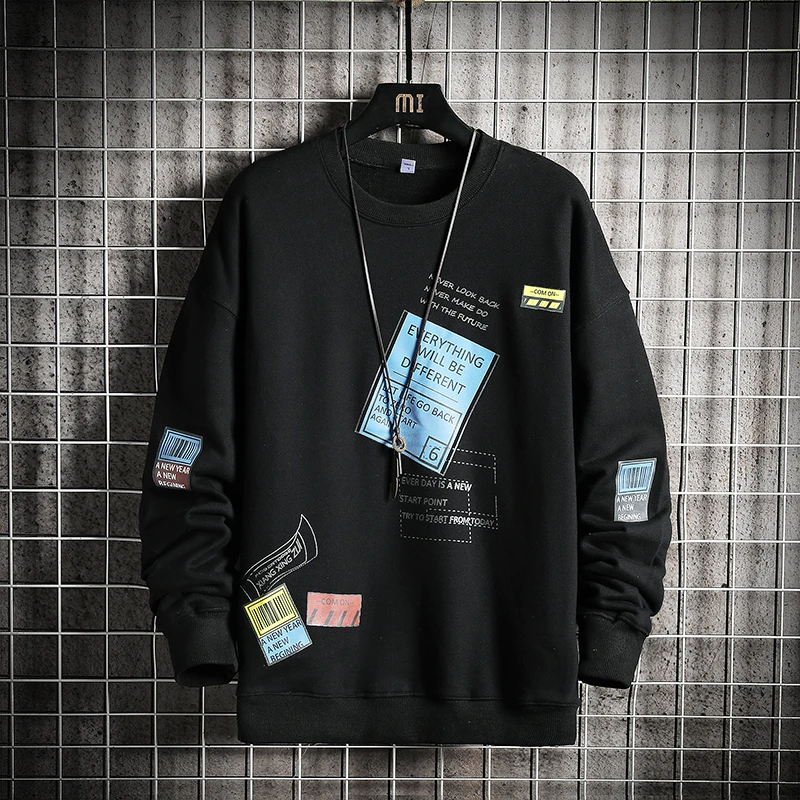 Мужская повседневная толстовка с капюшоном, черная или белая свободная толстовка с принтом в стиле хип-хоп, уличная одежда в стиле панк, весна-осень 2021 
Мужская повседневная толстовка с капюшоном, черная или белая свободная толстовка с принтом в стиле хип-хоп, уличная одежда в стиле панк, весна-осень 2021