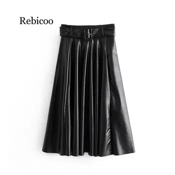 New Fashion Women Autumn Winter PU Faux Leather Skirts Lady High Waist A-line Midi Mid-calf Maxi Long Black Skirt With Belt
New Fashion Women Autumn Winter PU Faux Leather Skirts Lady High Waist A-line Midi Mid-calf Maxi Long Black Skirt With Belt
