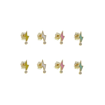 925 sterling silver cute lovely minimal micro pave Enamel CZ mini Lightning charm stud earrings 2020 fashion women girl jewelry
925 sterling silver cute lovely minimal micro pave Enamel CZ mini Lightning charm stud earrings 2020 fashion women girl jewelry