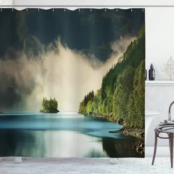 Lake Shower Curtain, Mountain Reflection Natural Life Lovers Foggy Scene Panoramic Spring Themed Picture, Cloth Fabric Bathroom
Lake Shower Curtain, Mountain Reflection Natural Life Lovers Foggy Scene Panoramic Spring Themed Picture, Cloth Fabric Bathroom