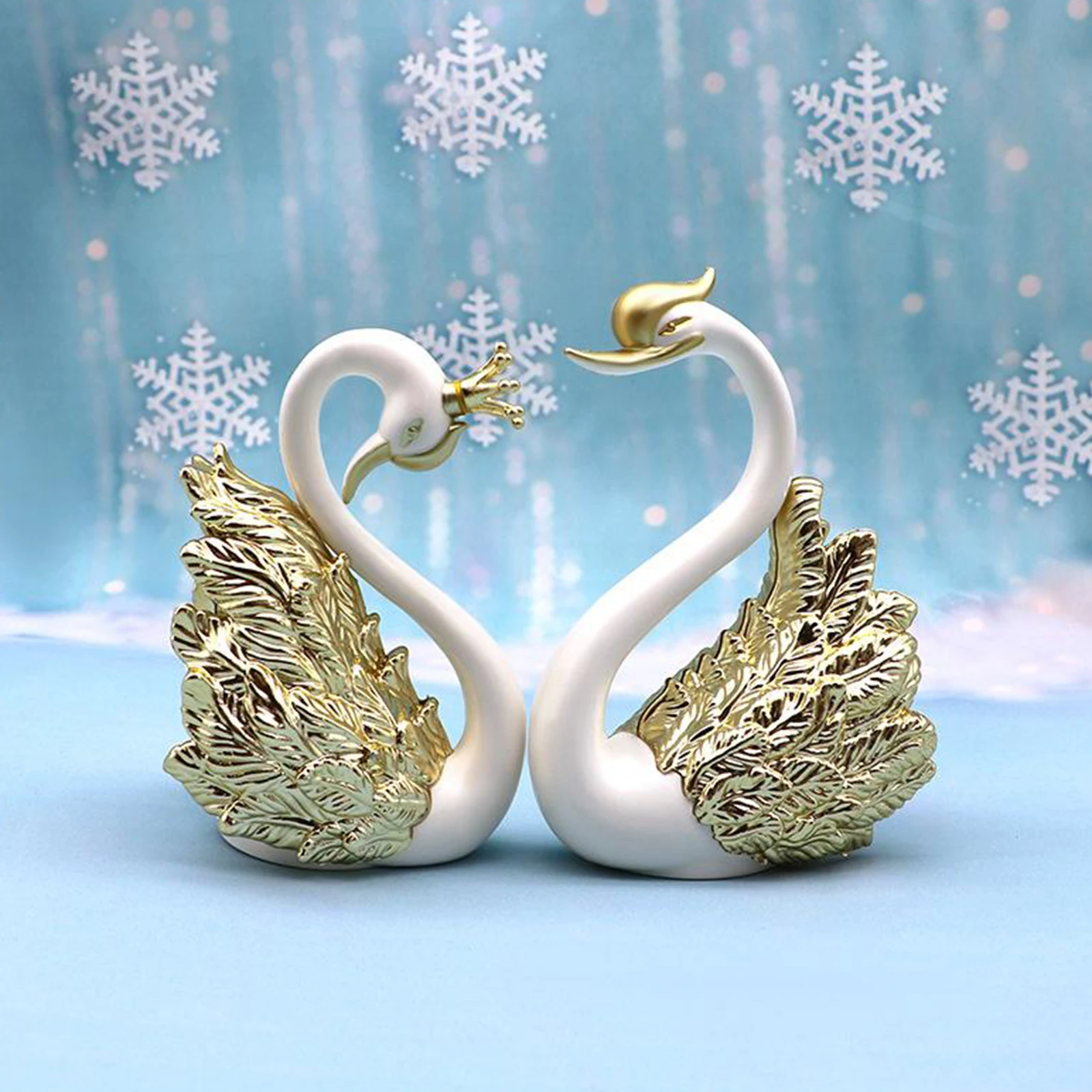 2pcs Romantic Crown Swan Figurine Collection Cake Topper Table Centerpiece Ornament 2pcs Romantic Crown Swan Figurine Collection Cake Topper Table Centerpiece Ornament
