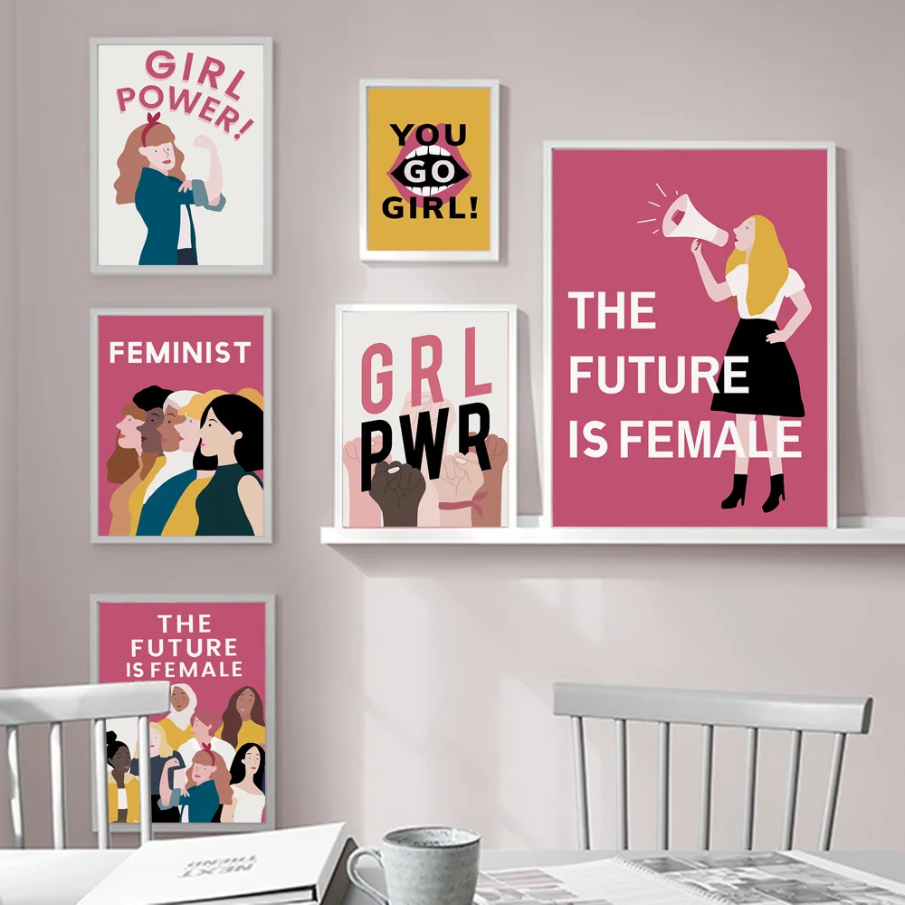 

Women Girl Feminist The Future is Female Wall Art Canvas Painting Nordic Posters and Prints Wall Pictures for Living Room Decor