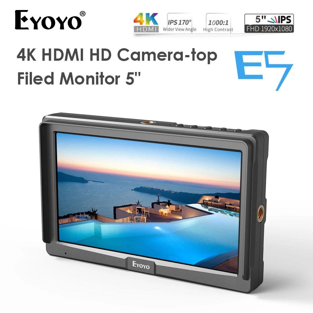 Eyoyo E5 5" DSLR Camera Field Monitor 4K HDMI Input output IPS 1920X1080 High Brightness Camera LCD Display for Sony Nikon Canon
Eyoyo E5 5" DSLR Camera Field Monitor 4K HDMI Input output IPS 1920X1080 High Brightness Camera LCD Display for Sony Nikon Canon