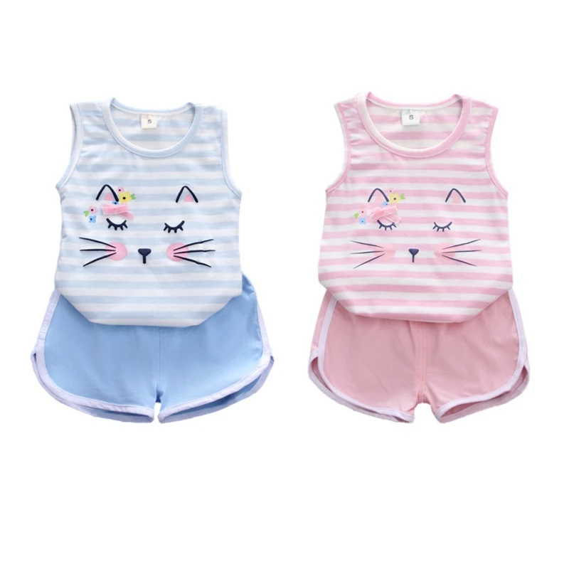 Pink And Blue Cartoon Print S/M/L/XL Summer Casual Children Cartoon Sleeveless Garment And Pant Kit Kids Two-piece Outfit Set
Pink And Blue Cartoon Print S/M/L/XL Summer Casual Children Cartoon Sleeveless Garment And Pant Kit Kids Two-piece Outfit Set