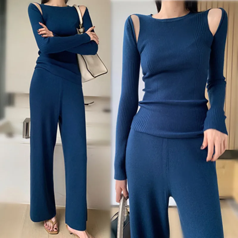 Autumn Winter Knitted Sweater Tracksuit Two Piece Set Women Sexy Off Shoulder Pullover Top + Casual Elastic Waist Trousers Set
Autumn Winter Knitted Sweater Tracksuit Two Piece Set Women Sexy Off Shoulder Pullover Top + Casual Elastic Waist Trousers Set