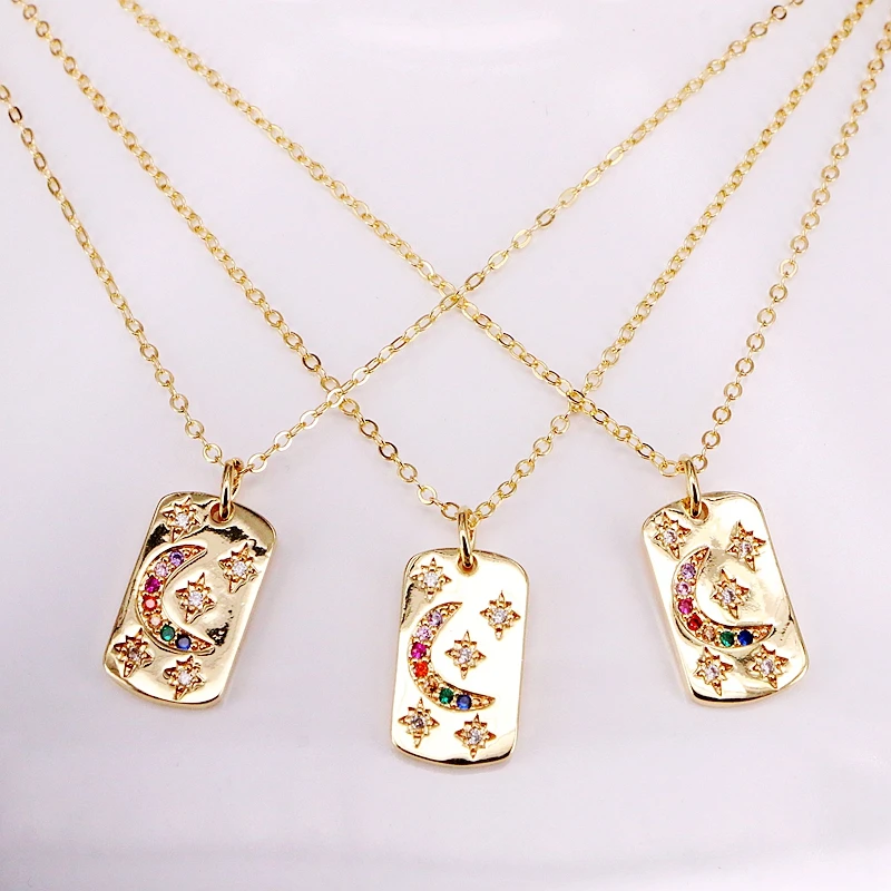6PCS, Gold Filled Jewelry Gifts Colorful Zirconia Fashion CZ Micro Pave Rectangle engraved star and moon Pendant Necklaces
6PCS, Gold Filled Jewelry Gifts Colorful Zirconia Fashion CZ Micro Pave Rectangle engraved star and moon Pendant Necklaces