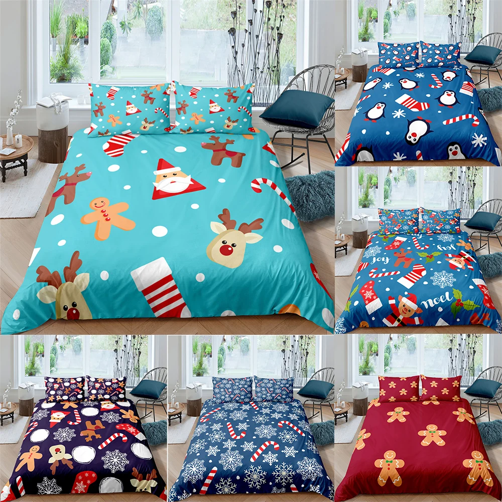 Christmas Bedclothes Bedding Set With Pillowcase Bed Quilt Cover Santa Claus Pattern Pillow Cover for Family Hotel Xmas Supplies
Christmas Bedclothes Bedding Set With Pillowcase Bed Quilt Cover Santa Claus Pattern Pillow Cover for Family Hotel Xmas Supplies