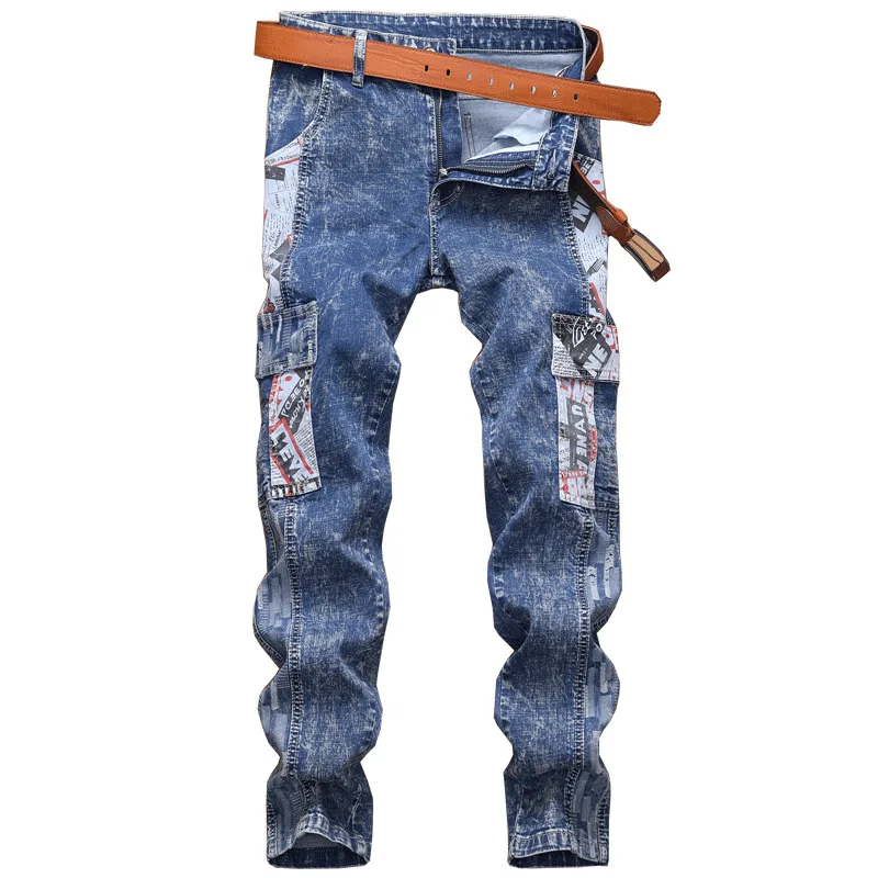 Men's Jeans Stitching Fashion Printed Jeans Men's Exaggerated Individual Elastic Pants
Men's Jeans Stitching Fashion Printed Jeans Men's Exaggerated Individual Elastic Pants