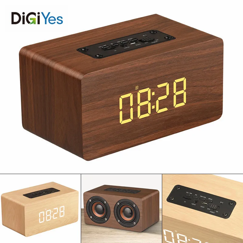 52MM Double Horn Wooden 4.2 Bluetooth Alarm Clock Speaker with Time Display and AUX Wired Connection for Smartphone / PC
52MM Double Horn Wooden 4.2 Bluetooth Alarm Clock Speaker with Time Display and AUX Wired Connection for Smartphone / PC