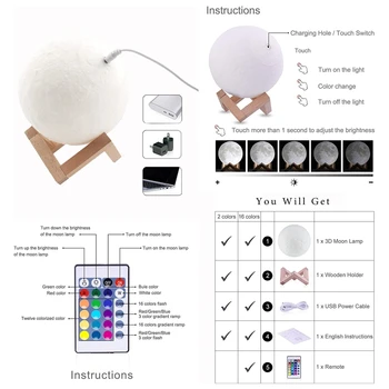 Moon lamp 3DPrint LED Moon Light Lamp Moon Light for Kids Dimmable Touch Control X6HC
Moon lamp 3DPrint LED Moon Light Lamp Moon Light for Kids Dimmable Touch Control X6HC