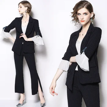 Spring Autumn New Fashionable Style Striped Xxl Female Simple Grace Temperament Leisure Professional Woman Two Piece Set
Spring Autumn New Fashionable Style Striped Xxl Female Simple Grace Temperament Leisure Professional Woman Two Piece Set