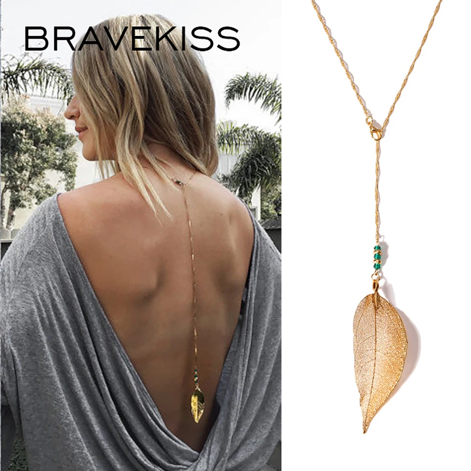 BRAVEKISS 2 Color Tassel Retro Leaf Wedding Back Necklace Love Pendant Fashion Jewelry Accessories for Women Chains BPN1335
BRAVEKISS 2 Color Tassel Retro Leaf Wedding Back Necklace Love Pendant Fashion Jewelry Accessories for Women Chains BPN1335