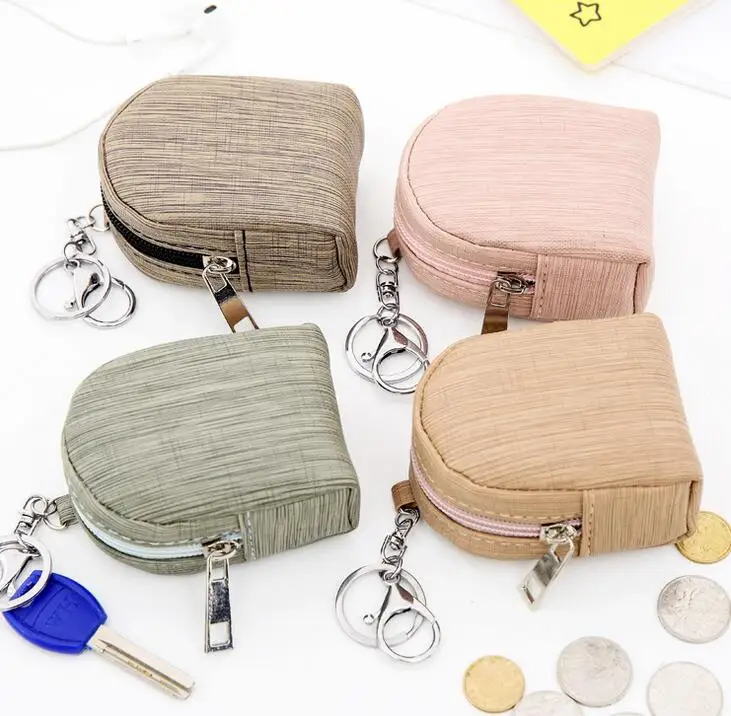Фото Best Selling Ladies Coin Purse Korean Wood Grain Key Case Creative Hanging Buckle Pu New Storage Bag Mini | Багаж и сумки