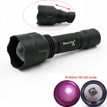 

Manta Ray C8s IR 850nm 3w Night Vision Torch Infrared Zoomable LED Flashlight Torch,18650 battery,remote switch