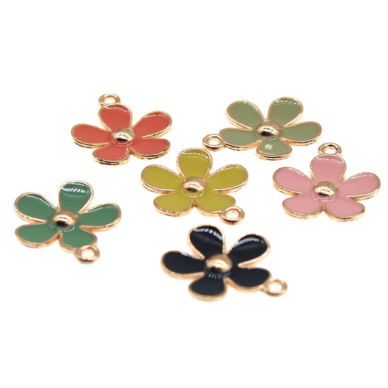 

10pcs /lot Zinc Alloy Golden 3D Mini Enamel Daisy Flowers Charms For DIY Fashion Jewelry Earrings Making Accessories