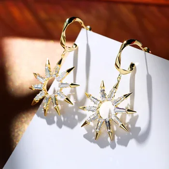 Trendy Female White Crystal Drop Earring Charm Sterling Silver Gold Wedding Earrings For Women Luxury Sun Zircon Dangle Earrings
Trendy Female White Crystal Drop Earring Charm Sterling Silver Gold Wedding Earrings For Women Luxury Sun Zircon Dangle Earrings