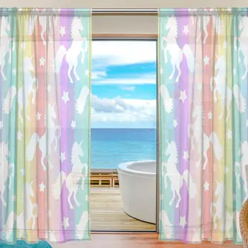 Unicorns On Colorful Stripes Sheer Curtains Blinds Kitchen Windows Treatment Voile Drapes Tulle Curtains For Living Room Bedroom
Unicorns On Colorful Stripes Sheer Curtains Blinds Kitchen Windows Treatment Voile Drapes Tulle Curtains For Living Room Bedroom