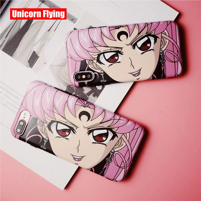 

LinXiang Japanese Anime Cartoon Sailor Moon IMD Frosted Feel Phone Case Back Cover For iphone 6 6s 7 8 Plus X XS Max XR
