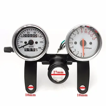 Hot Universal 1 Set 0~140km/h 14000 RPM Motorcycle Odometer Speedometer Tachometer Gauge Meter Dual LED Backlight with Black Bra
Hot Universal 1 Set 0~140km/h 14000 RPM Motorcycle Odometer Speedometer Tachometer Gauge Meter Dual LED Backlight with Black Bra