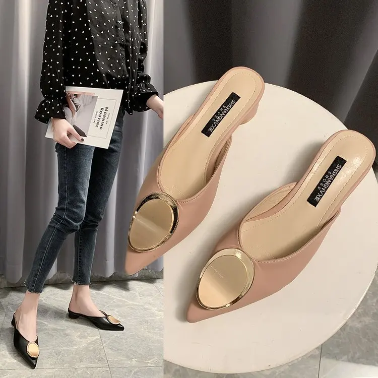 2020 Spring New Style Closed-toe Semi-Trailing Shoes Women's Fashion Square Heel Metal Buckle Pointed-Toe Sandals Women's Tennis
2020 Spring New Style Closed-toe Semi-Trailing Shoes Women's Fashion Square Heel Metal Buckle Pointed-Toe Sandals Women's Tennis