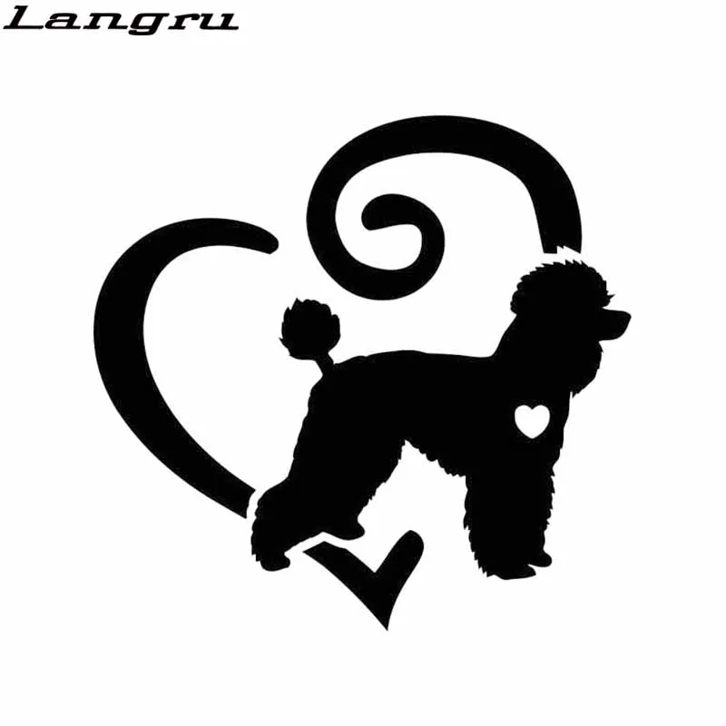 

Langru 15cm*14.4cm Poodle Animal Pet Love Heart Vinyl Graphics Decals New Style Car Sticker Accessories Jdm