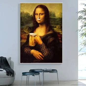 

Nordic Style Minimalism Mona Lisa Poster Wall Art Canvas Prints Beer Painting Modular Pictures Living Room Modern Home Decor