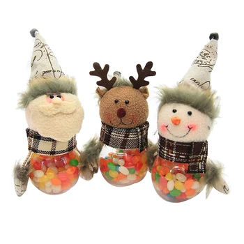 

3 Pcs Christmas Candy Jars Box ,Clear Plastic Candy Jar Containers Party Decoration Gift(Santa Claus/Snowman/Elk)