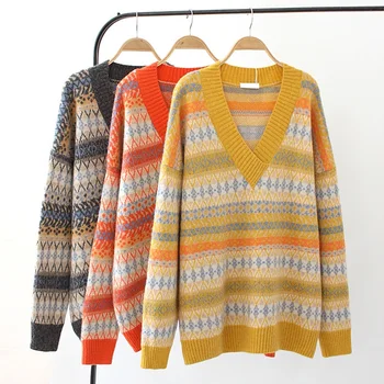Pullover Sweaters Cashmere V neck Plus Size Long Winter Autumn Women 2019 Oversized Knitted Sweater Pullovers Female
Pullover Sweaters Cashmere V neck Plus Size Long Winter Autumn Women 2019 Oversized Knitted Sweater Pullovers Female