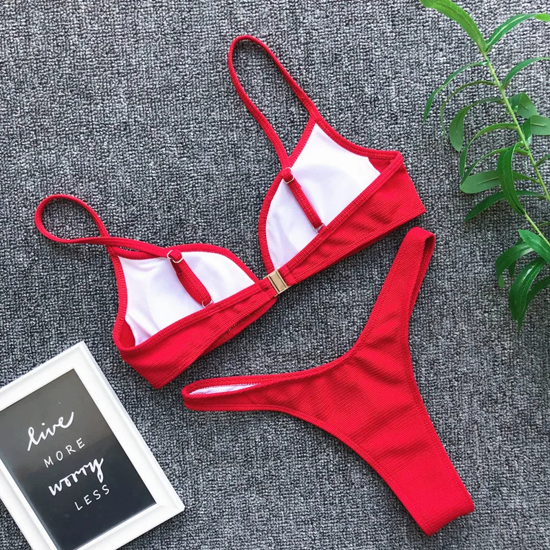 women summer swimsuit sexy bikini swimwear triangle retro thong bikinis set push up string monokini mujer biquinis feminino 2020