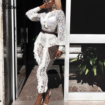 Autumn Women Elegant White Lace Jumpsuit 2018 New Fashion Long Sleeve Hollow Out Ruffle Night Out Sexy Party Jumpsuits Bow Tie
Autumn Women Elegant White Lace Jumpsuit 2018 New Fashion Long Sleeve Hollow Out Ruffle Night Out Sexy Party Jumpsuits Bow Tie