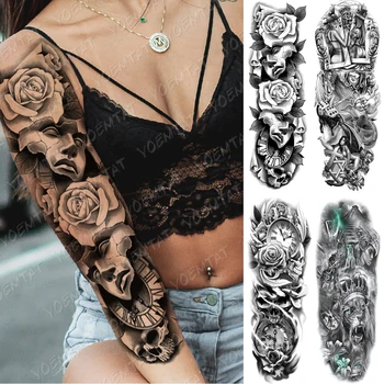 Large Arm Sleeve Tattoo Mask Rose Poker Waterproof Temporary Tatto Sticker Lion Crown Body Art Full Fake Tatoo Women Men
Large Arm Sleeve Tattoo Mask Rose Poker Waterproof Temporary Tatto Sticker Lion Crown Body Art Full Fake Tatoo Women Men