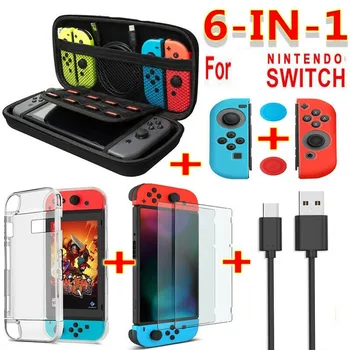 6 in 1 game accessory set Black red blue For Nintend Switch Travel Carrying Bag Screen Protector Case Charging Cable
6 in 1 game accessory set Black red blue For Nintend Switch Travel Carrying Bag Screen Protector Case Charging Cable