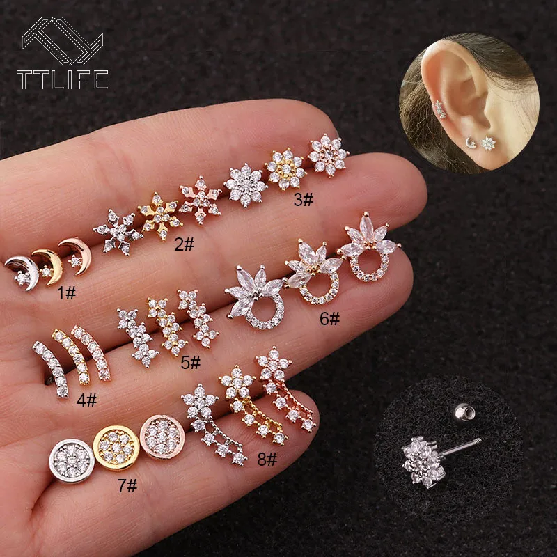 TTLIFE Stainless Geometric Crystal Barbell Tragus Cartilage Helix Rook Conch Lobe Ear Piercing Earring Stud Pendientes for Women
TTLIFE Stainless Geometric Crystal Barbell Tragus Cartilage Helix Rook Conch Lobe Ear Piercing Earring Stud Pendientes for Women