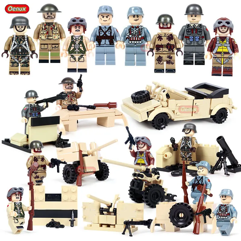 Oenux 8IN1 World War 2 Military Car Vehicle Model Building Block WW2 Mini Chinese USA Soldiers Figures Brick Compatible Legoings
Oenux 8IN1 World War 2 Military Car Vehicle Model Building Block WW2 Mini Chinese USA Soldiers Figures Brick Compatible Legoings