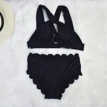 2020 Scalloped Textured High Waisted Bikini Set Black Two Pieces Beach Bathing Suits Swimwear Lace Biquinis Bathing Suits
2020 Scalloped Textured High Waisted Bikini Set Black Two Pieces Beach Bathing Suits Swimwear Lace Biquinis Bathing Suits