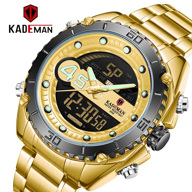 Golden Wristwatches Men LED Digital Analog Sport Military Watch Mens Dual Display Multifuntion Clock Man Quartz Watches K9054
Golden Wristwatches Men LED Digital Analog Sport Military Watch Mens Dual Display Multifuntion Clock Man Quartz Watches K9054