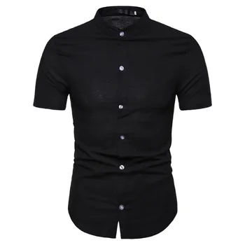 Mens Dress Shirts Short Sleeves Plus Size Casual Solid Stand Collar Cardigan Cotton Linen Slim Fit Formal Summer Shirt For Male
Mens Dress Shirts Short Sleeves Plus Size Casual Solid Stand Collar Cardigan Cotton Linen Slim Fit Formal Summer Shirt For Male