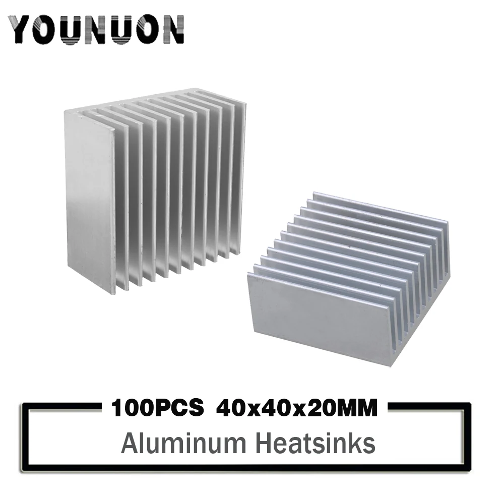 

100Pcs 40x40x20mm Aluminum HeatSink Heat Sink Radiator for Electronic Chip LED RAM Cooler Cooling