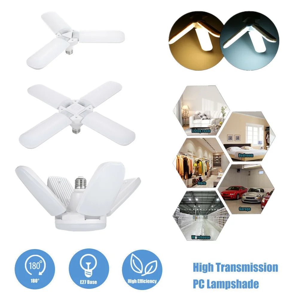 LED Foldable Fan Blade Bulbs Tubes Pendant Lights 24W 36W 48W 60W E27 Super Bright Angle Adjustable Lighting Lamp
LED Foldable Fan Blade Bulbs Tubes Pendant Lights 24W 36W 48W 60W E27 Super Bright Angle Adjustable Lighting Lamp