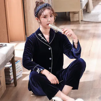 Autumn Winter Velvet Pajamas Set Elegant Solid Women Pyjamas Suit Home Clothing Keep Warm 2PCS Sleepwear Casual Soft Homewear
Autumn Winter Velvet Pajamas Set Elegant Solid Women Pyjamas Suit Home Clothing Keep Warm 2PCS Sleepwear Casual Soft Homewear