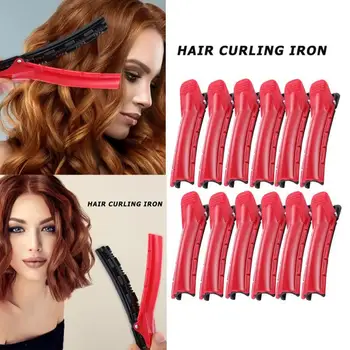 

12pcs Hair Rollers Clips Roots Wave Perm Bar Rods Fluffy Clips Curler Clamps Salon Hairdressing Hair Styling Tools