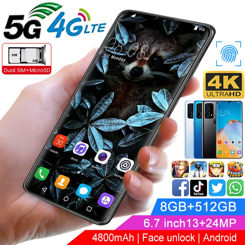 

P43pro Quad Camera smartphone In Stock Andriod 10 OS 6.7" FHD+ Full Screen 64GB/128GB ROM LPDDR4X Octa Core Global Version Phone