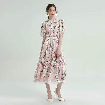 HIGH QUALITY Newest Fashion Runway 2020 Designer Dress Women's Short Sleeve Lily Floral Print Midi Dress
HIGH QUALITY Newest Fashion Runway 2020 Designer Dress Women's Short Sleeve Lily Floral Print Midi Dress