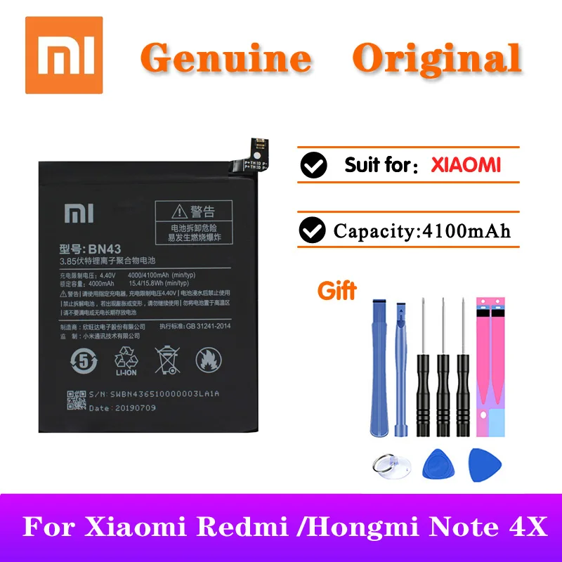 5pcs/lot XiaoMi Battery BN43 For Xiaomi Redmi Note 4X 4000mAh Capacity Original Replacement Li-ion Phone Batteria akku
5pcs/lot XiaoMi Battery BN43 For Xiaomi Redmi Note 4X 4000mAh Capacity Original Replacement Li-ion Phone Batteria akku