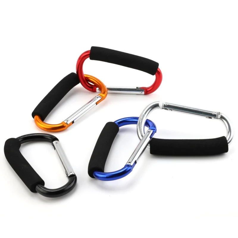 2pcs Large D Shape Carabiner with Grip Outdoor Camping Handhold Clips 12*140mm 